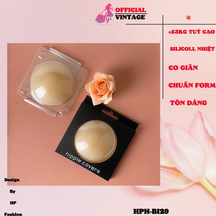 Hộp 2 miếng dán ngực silicon KHÔNG DÙNG KEO dính nhờ nhiệt tự thân - áo ngực dán nhũ siêu mỏng mã BI29 ..