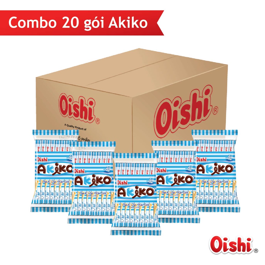 Bánh Snack Que Nhân Sữa Akiko Oishi Siu Ngon - Gói To 160gr - 20 que [BÃO SALE]