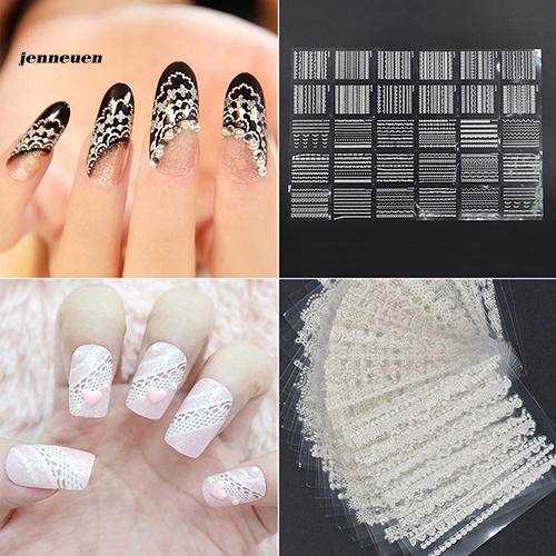 [Hàng mới về] Bộ 30 tấm hình dán họa tiết ren 3D trang trí móng tay nghệ thuật