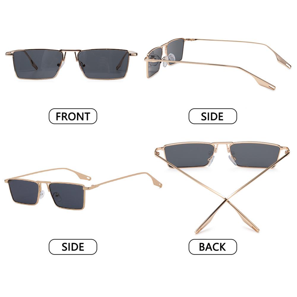 OKDEALS Kính Mát Hình Chữ Nhật Gọng Kim Loại Chống Tia UV