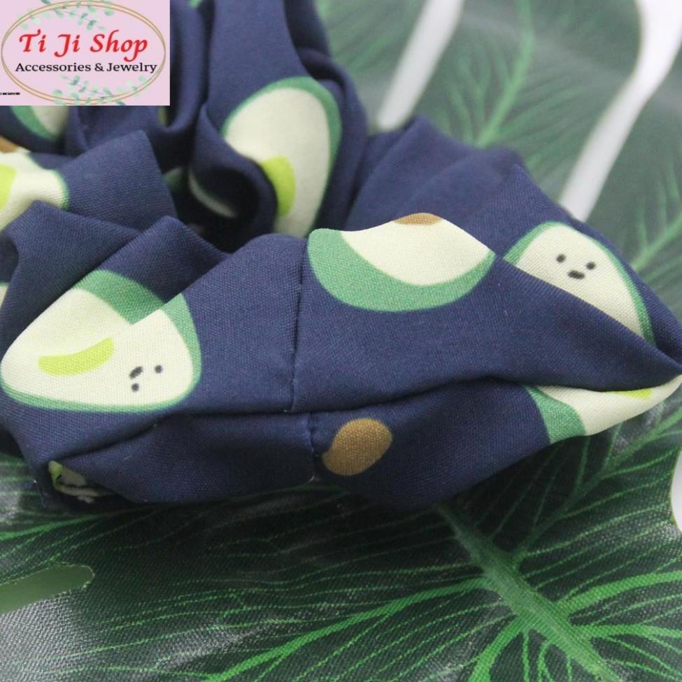 Dây cột tóc vải scrunchies quả bơ