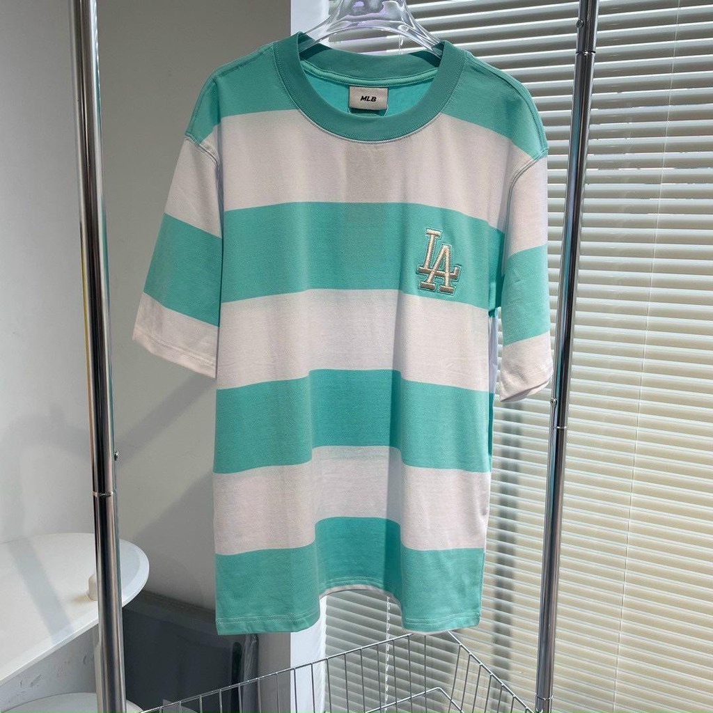 Áo Phông Unisex Chất Cotton 100% Sọc Đen/Tím/Xanh