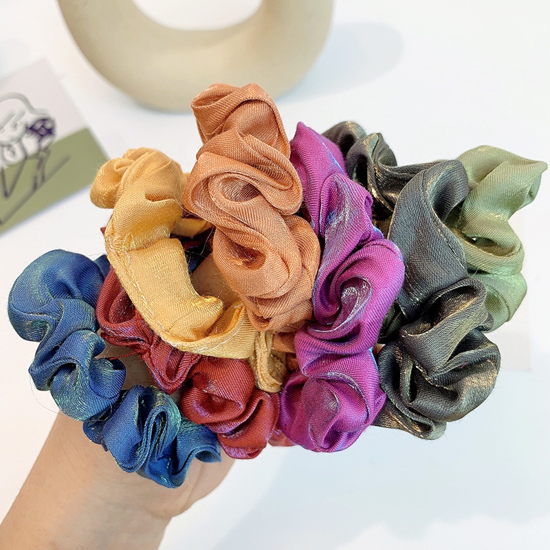 Dây buộc tóc Scrunchies lụa kim tuyến vòng tròn nhỏ HD74