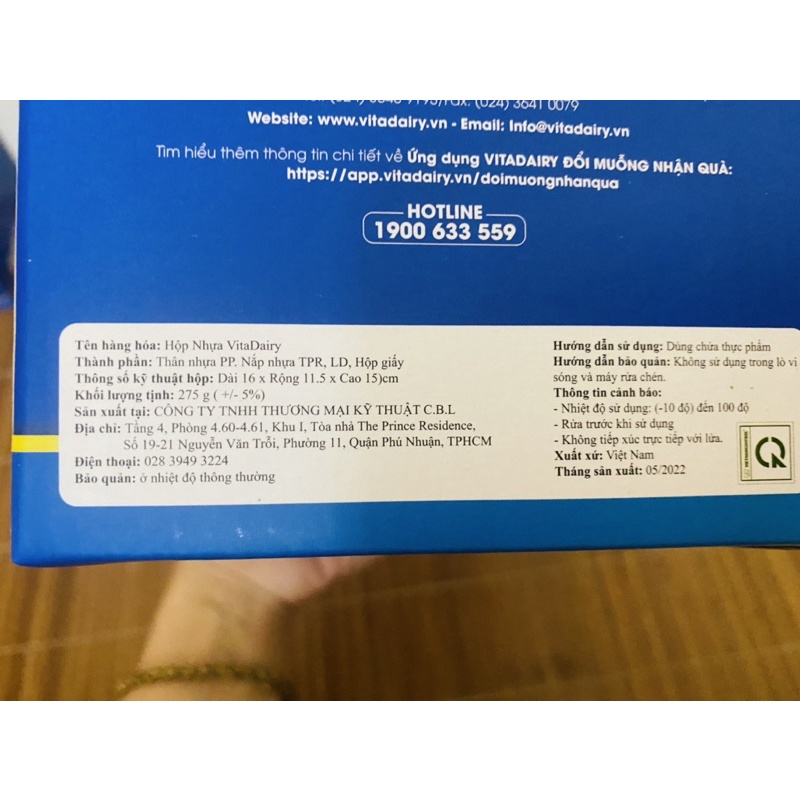 Set 2 hộp đựng thực phẩm cao cấp Vita Dairy