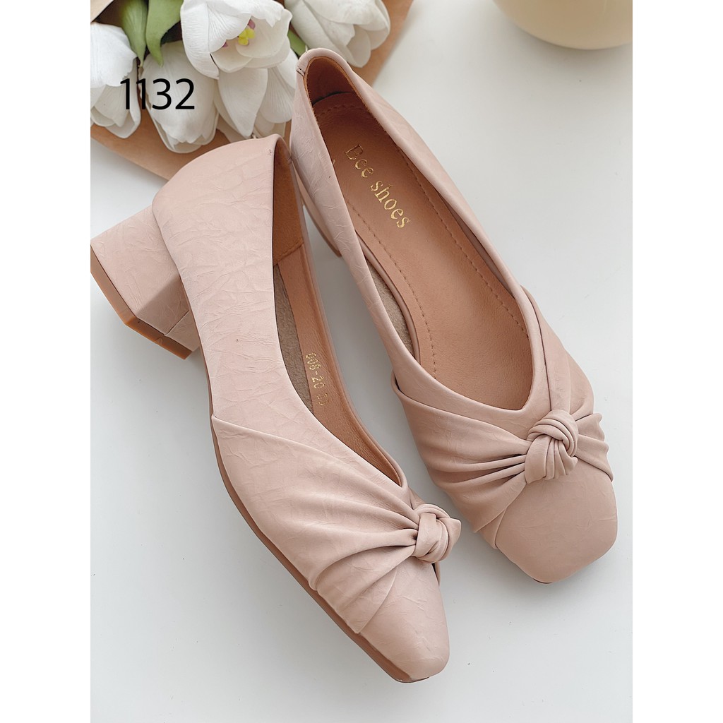 BEESHOES - GIÀY BÚP BÊ NỮ MŨI VUÔNG ĐẾ VUÔNG - GIÀY BÚP BÊ NỮ ĐẾ VUÔNG CAO 3 PHÂN SẴN MÀU ĐEN - KEM - HỒNG ĐẤT 201132 | BigBuy360 - bigbuy360.vn