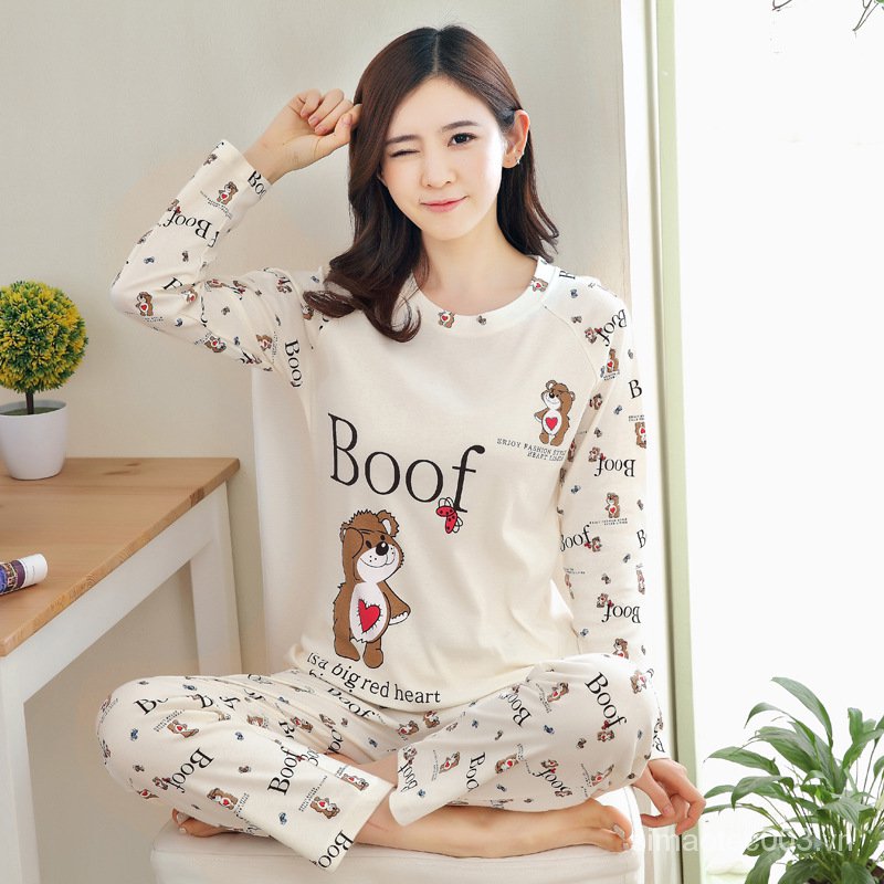 pijama Đầm Ngủ Dài Tay Họa Tiết Hoạt Hình Xinh Xắn Dành Cho Nữ đồ ngủ nữ tiểu thư dễ thương lụa sexy cute bigsize dài tay hai 2 dây