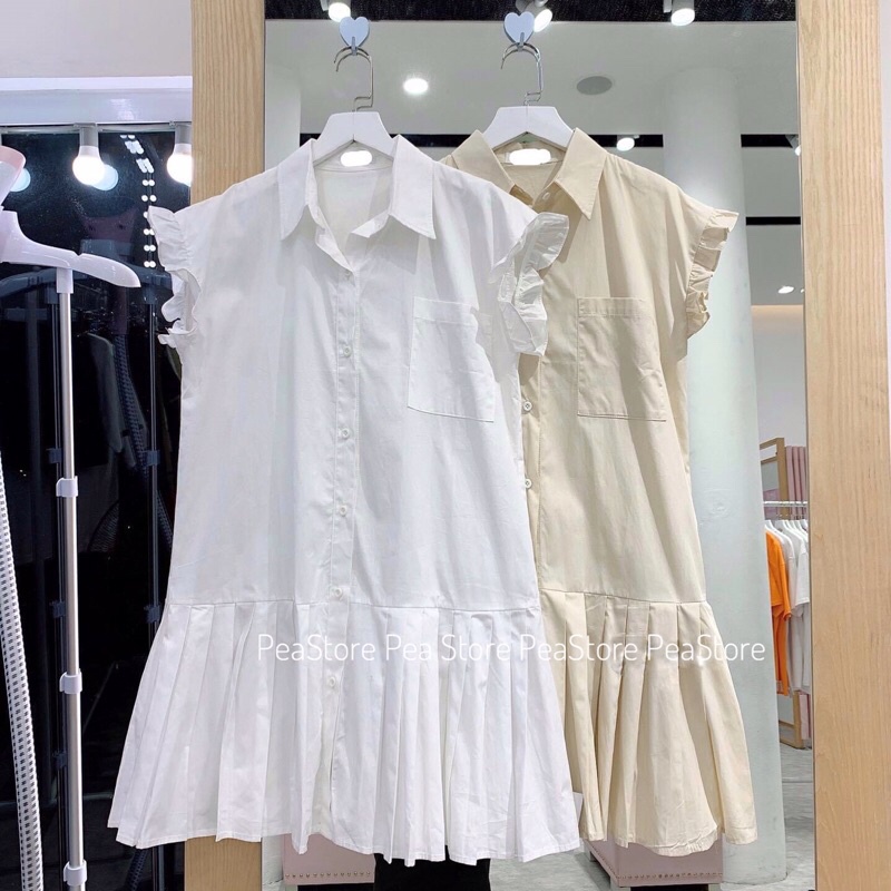 Váy sơ mi tay bèo xếp ly đuôi cá [Ảnh thật/Sẵn] | BigBuy360 - bigbuy360.vn