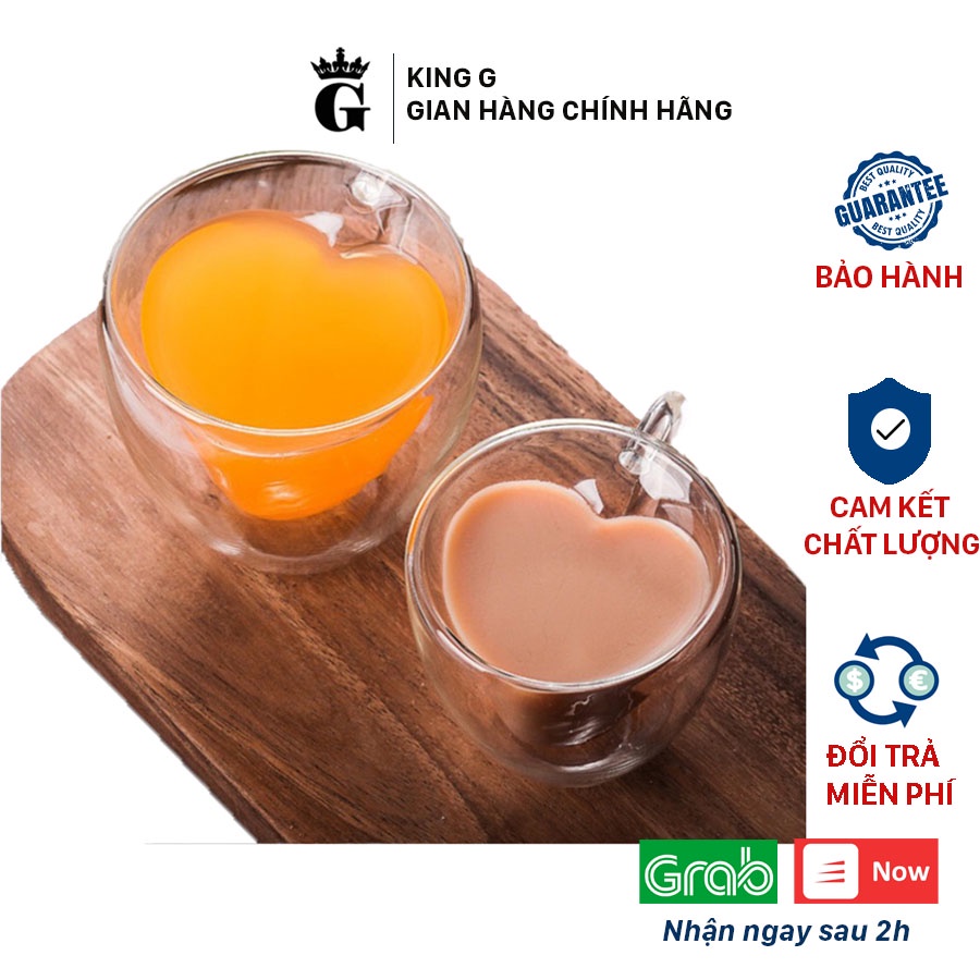 Cốc Thủy Tinh,Ly Thủy Tinh Trái Tim 2 Lớp Cách Nhiệt Cao Cấp Dung Tích 180ml, 240ml  -C2L05