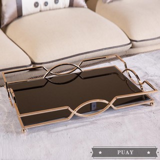 Modern minimalist creative metal mirror tray rectangular liv