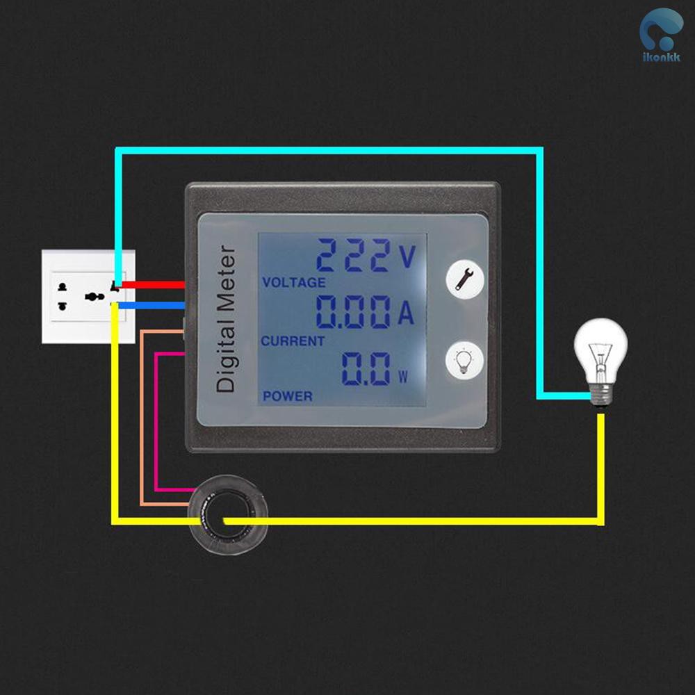 Đồng Hồ Đo Điện Áp Và Cường Độ Dòng Điện Hiển Thị Màn Hình Lcd Ac 80-260v 100a