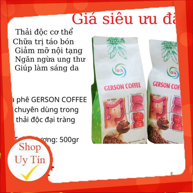 Cà phê hữu cơ thải độc đại tràng GERSON (2 gói 1kg - Chuyên dùng cho thải độc đại tràng)