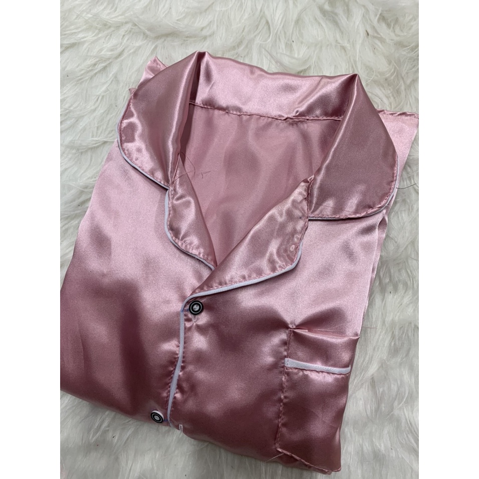 Bộ đùi lụa phi cộc tay nữ Set quần shorts đùi kèm áo ngắn đồ ngủ pizama chạy viền trơn màu basic ulzzang Ailee