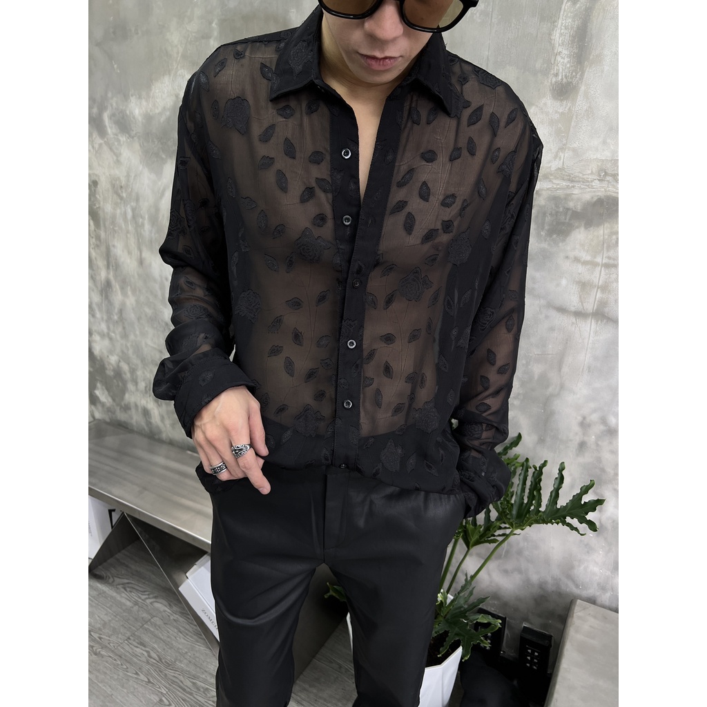Áo ZOMBIE® Black Rose Mesh Net Shirt