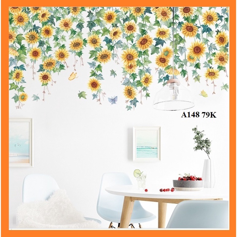Decal dán tường Dây hoa vàng A148 - Decal dán tường Hàn Quốc