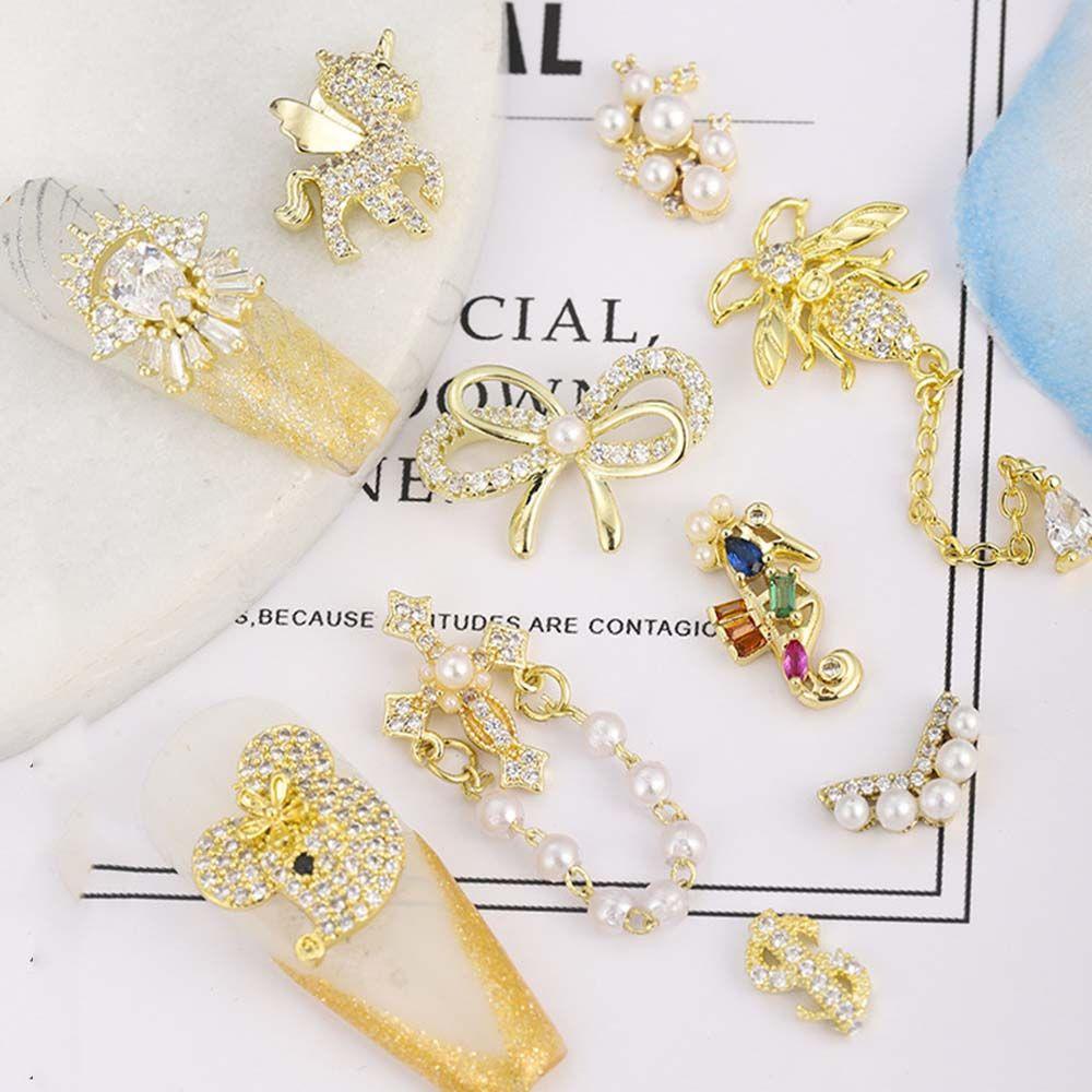 OCEANMAP Phụ Kiện Trang Trí Móng Tay Hình Nơ 3D Lấp Lánh