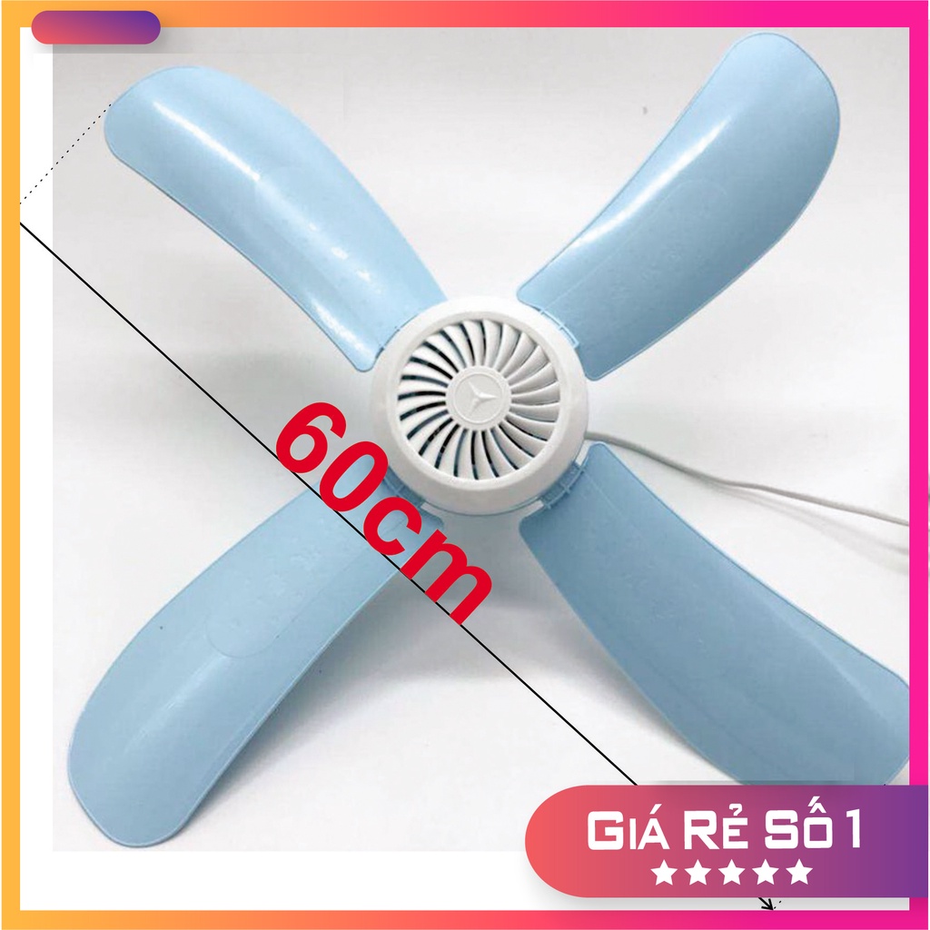 Quạt Trần Mini 4 cánh_Đường kính 60cm cánh màu xanh - Siêu tiết kiệm điện