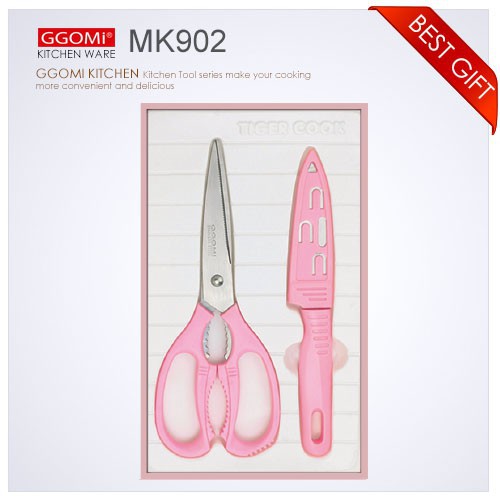 MK902 - Set Kéo - dao gọt trái cây có nắp nhà bếp Hàn Quốc