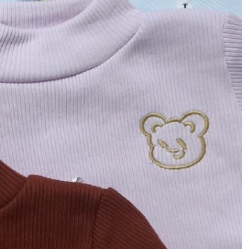 Áo len tăm gân hình gấu thêu cho bé chất đẹp