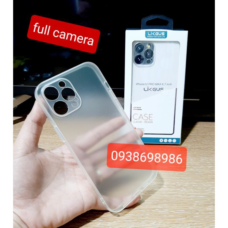ốp lưng nhám viền màu bảo vệ camera iphone 12 pro max / 12 / 12 pro / 12 mini likgus vỉ xanh