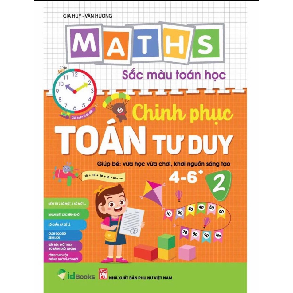 Sách Combo Maths Sắc màu Toán học Chinh Phục Toán Tư Duy 4-6 tuổi tập 1+2