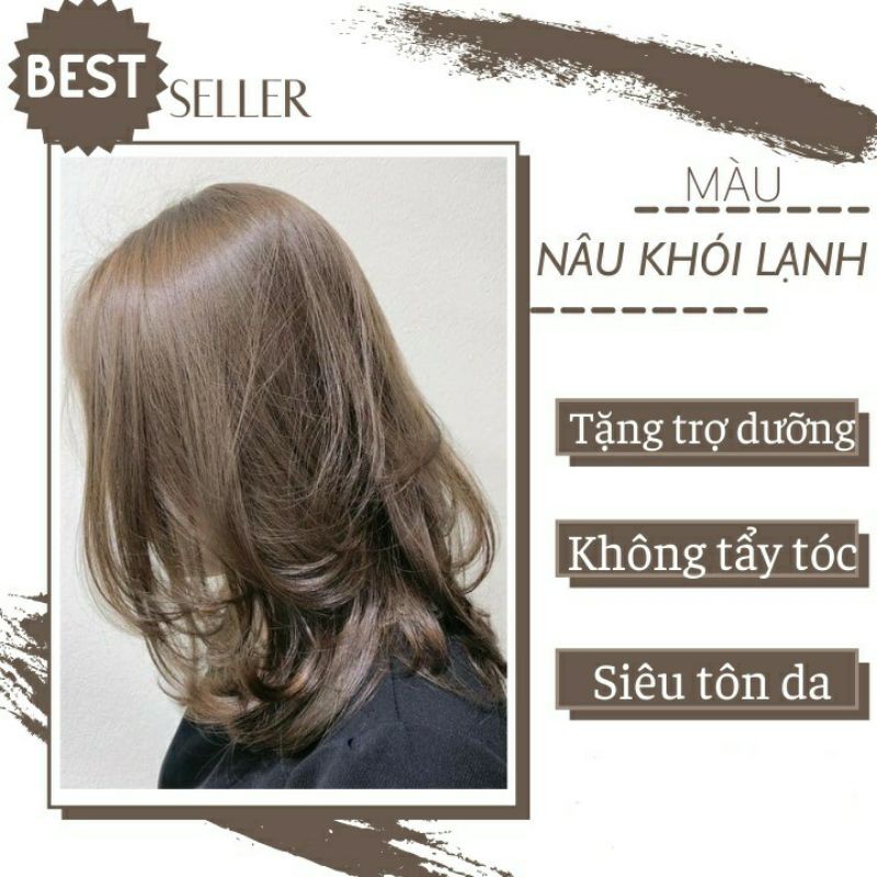 <FREESHIP> Thuốc Nhuộm Tóc Màu Nâu Khói Lạnh TẰNG KÈM trợ nhuộm và phục hồi tảo biển (không tẩy tóc) | BigBuy360 - bigbuy360.vn