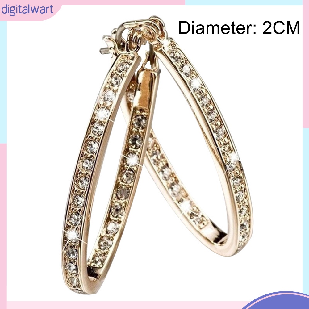 Cặp khuyên tai khoen tròn đính đá sang trọng cho nữ