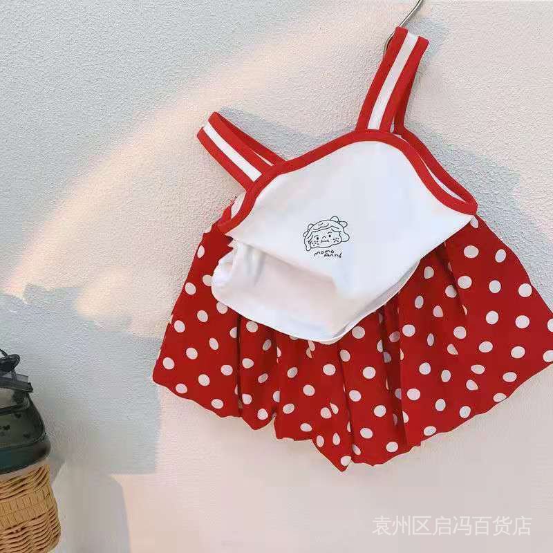 Bộ Áo Hai Dây + Quần Short Chấm Bi Thời Trang Mùa Hè 2022 Dành Cho Bé Gái