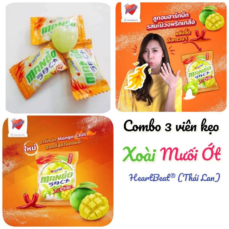 [Combo 3 viên] Kẹo Xoài muối ớt HartBeat® Thái Lan