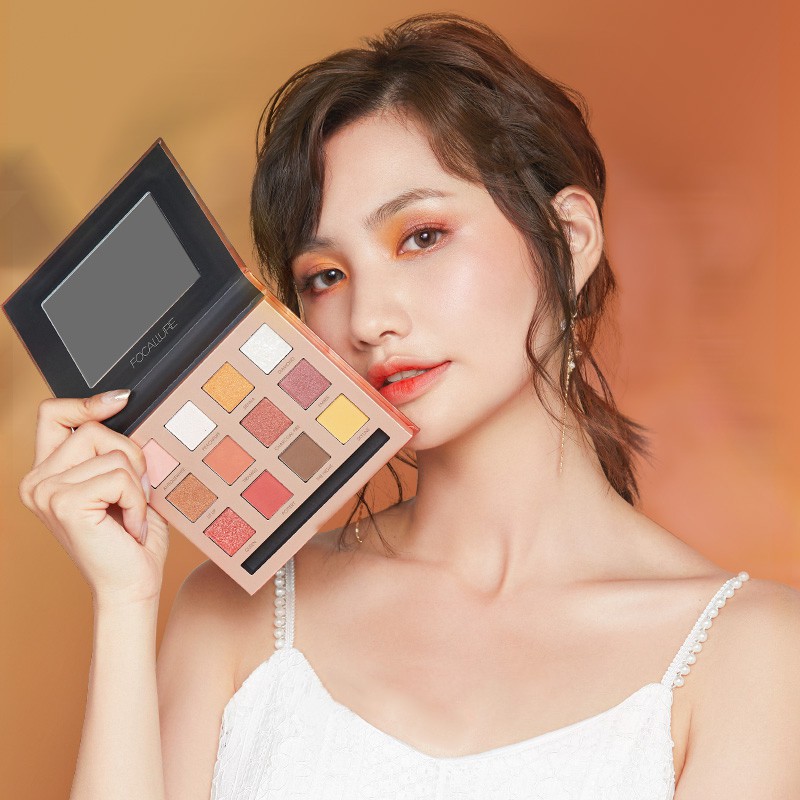 Bảng phấn mắt FOCALLURE 12 màu tông lì và tông nhũ hỗ trợ trang điểm | BigBuy360 - bigbuy360.vn