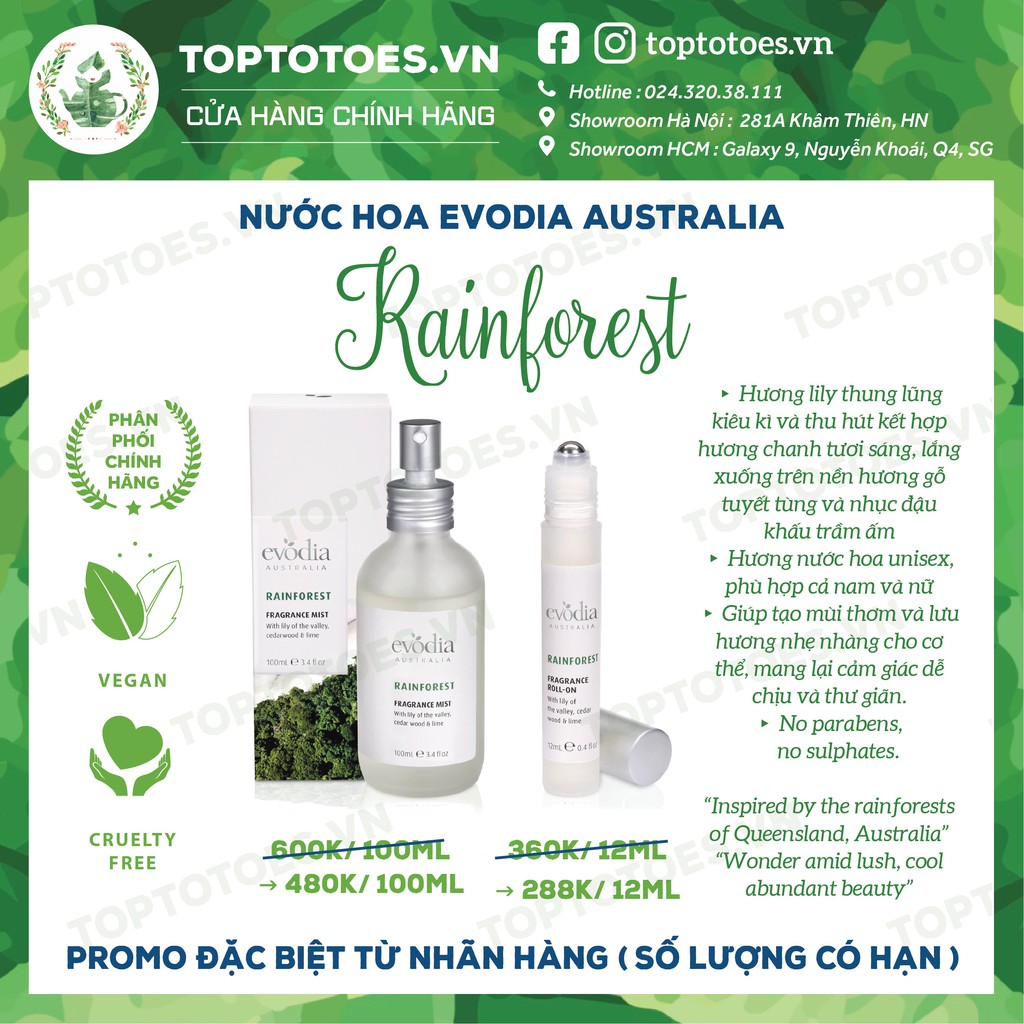 Nước hoa Evodia Australia RAINFOREST | Thế Giới Skin Care