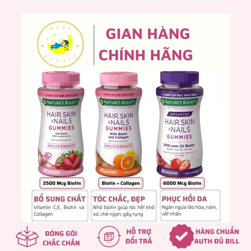 Kẹo dẻo Nature’s Bounty Hair, Skin, Nails giúp mọc tóc, đẹp da, khoẻ móng 80 viên