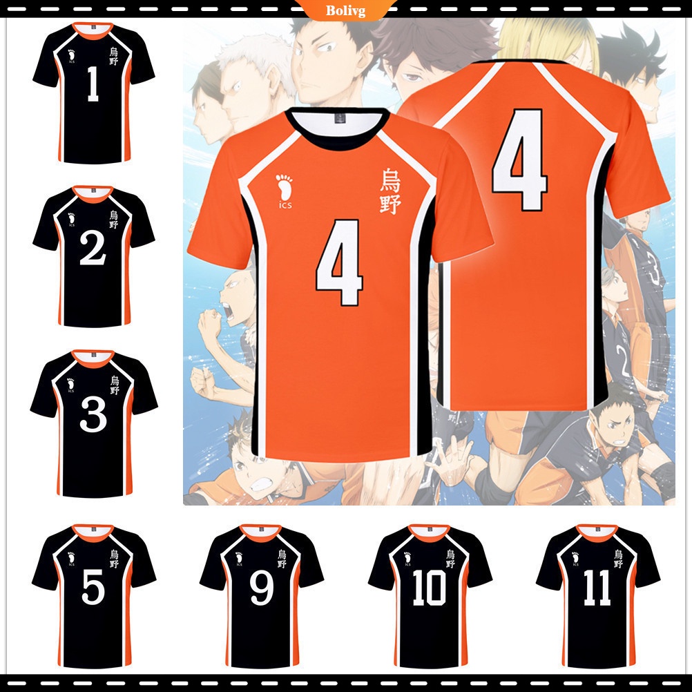 Haikyuu!! Áo Thun Tay Ngắn Hóa Trang Nhân Vật Hinata Shoyo Yu Nishinoya