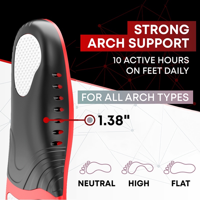 Miếng lót giày thể thao NAFOING từ gel PU giúp giảm đau cho bàn chân hấp thụ sốc thoáng khí EU35-49