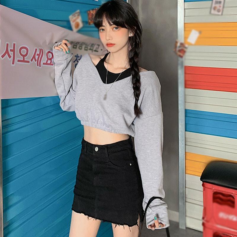 [Mã FASHIONT4WA2 giảm 10K đơn 50K] Áo sweater croptop áo lót năng động cá tính | BigBuy360 - bigbuy360.vn