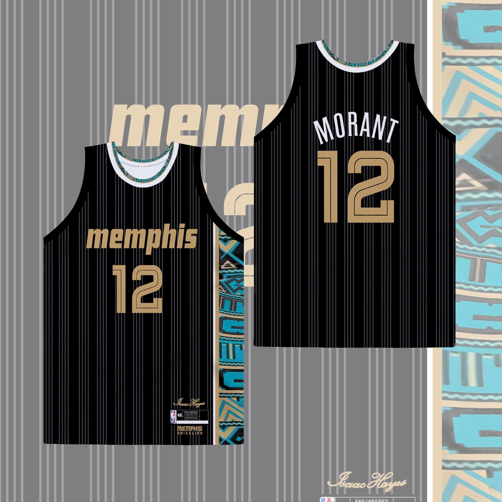 Áo Bóng Rổ Màu Trắng Xanh Navy Số 12 Ja Morant Cá Tính Cho Nam