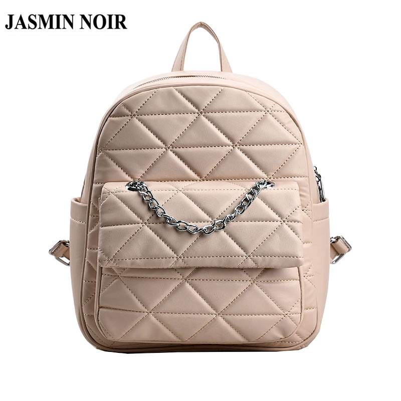 Ba lô đi học JASMIN NOIR dạng xô chần bông họa tiết kẻ sọc thời trang dành cho nữ