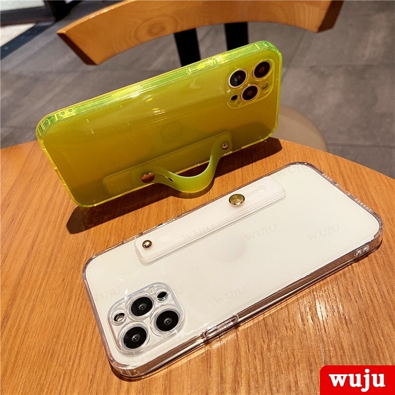 Ốp Điện Thoại Silicon TPU Mềm Trong Suốt Dạ Quang Chống Sốc Có Giá Đỡ Cho iPhone 11 12 13 Pro Max XR X XS Max 8 7 Plus SE