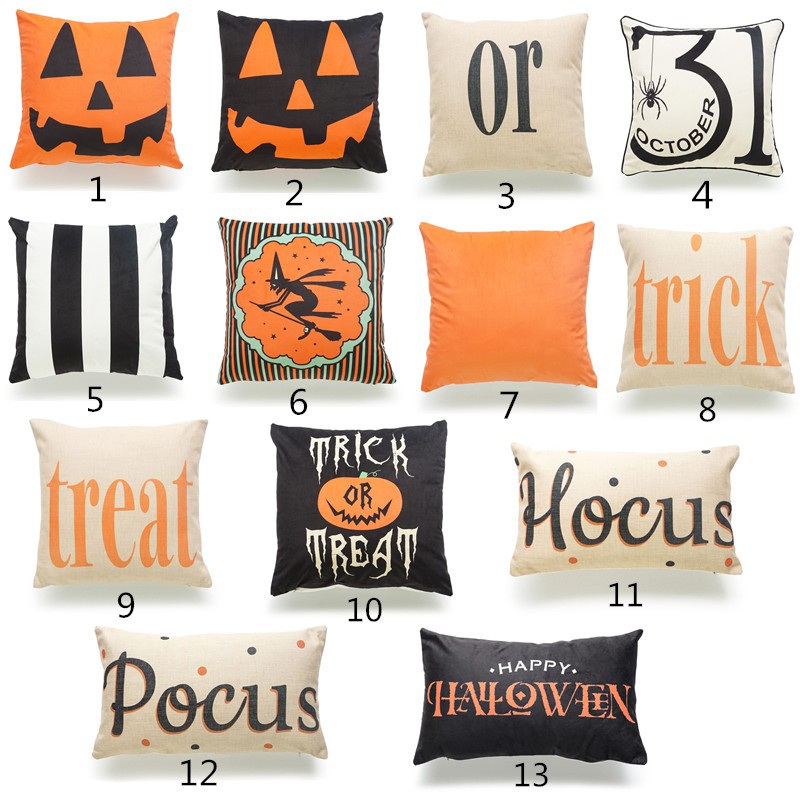 Vỏ Gối 45x45cm Họa Tiết Halloween Độc Đáo Trang Trí Nhà Cửa