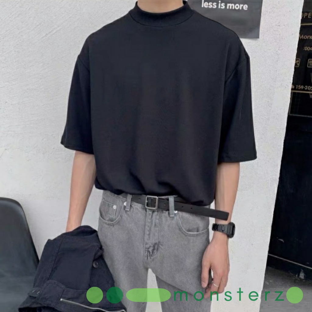 Áo Thun Nam Cotton Cổ Lọ 4 Phân Tay Ngắn - AT004A - MonsterZ