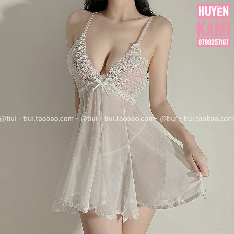 Váy ngủ ren sexy buộc dây nơ lưng
