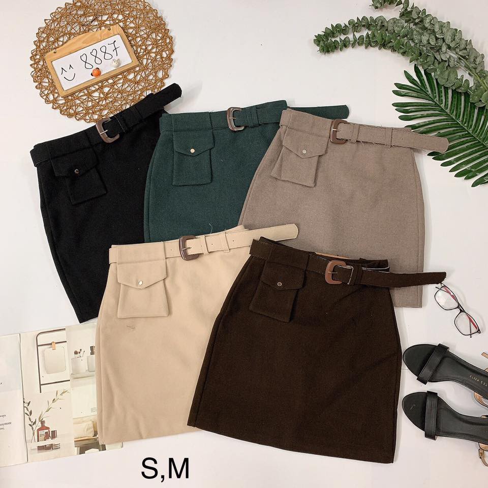 Chân váy nỉ 1 túi kèm nịt