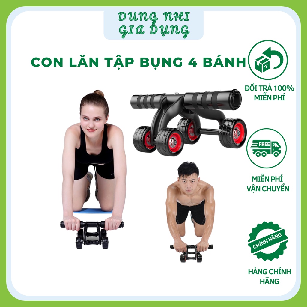 Con Lăn Tập Bụng Dụng Cụ Tập Cơ Bụng Cho Gym YOGA Con Lăn 4 Bánh Tập Luyện Tại Nhà Giúp Cơ Thể Săn Chắc