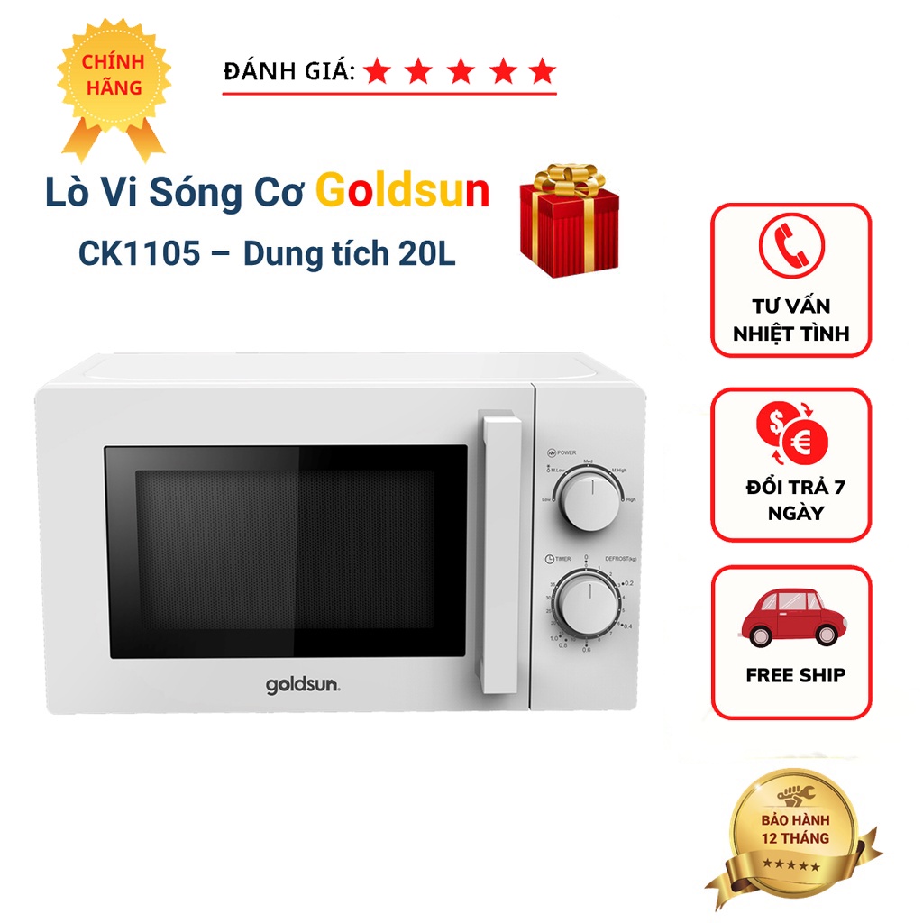 Lò vi sóng cơ Goldsun CK1105, 20L, Tiết kiệm điện năng, Đa chức năng, Bảo hành toàn quốc 12 tháng -TC MART