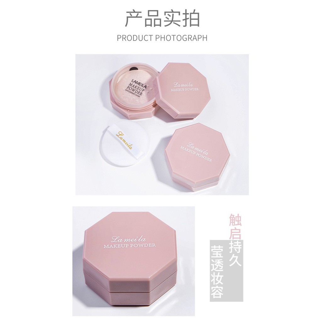 Phấn phủ dạng bột Lameila vỏ hình lục giác độc đáo che khuyết điểm kiềm dầu cho lớp nền bền màu lâu trôi(hàng sẵn) | BigBuy360 - bigbuy360.vn