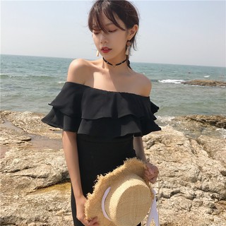 [Hàng order] Váy trễ vai xẻ tà