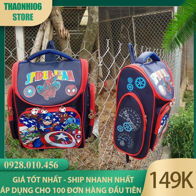 Balo chống gù, cặp chống gù học sinh tiểu học lớp 1 đến lớp 5 họa tiết anh hùng siêu nhân cho bé trai