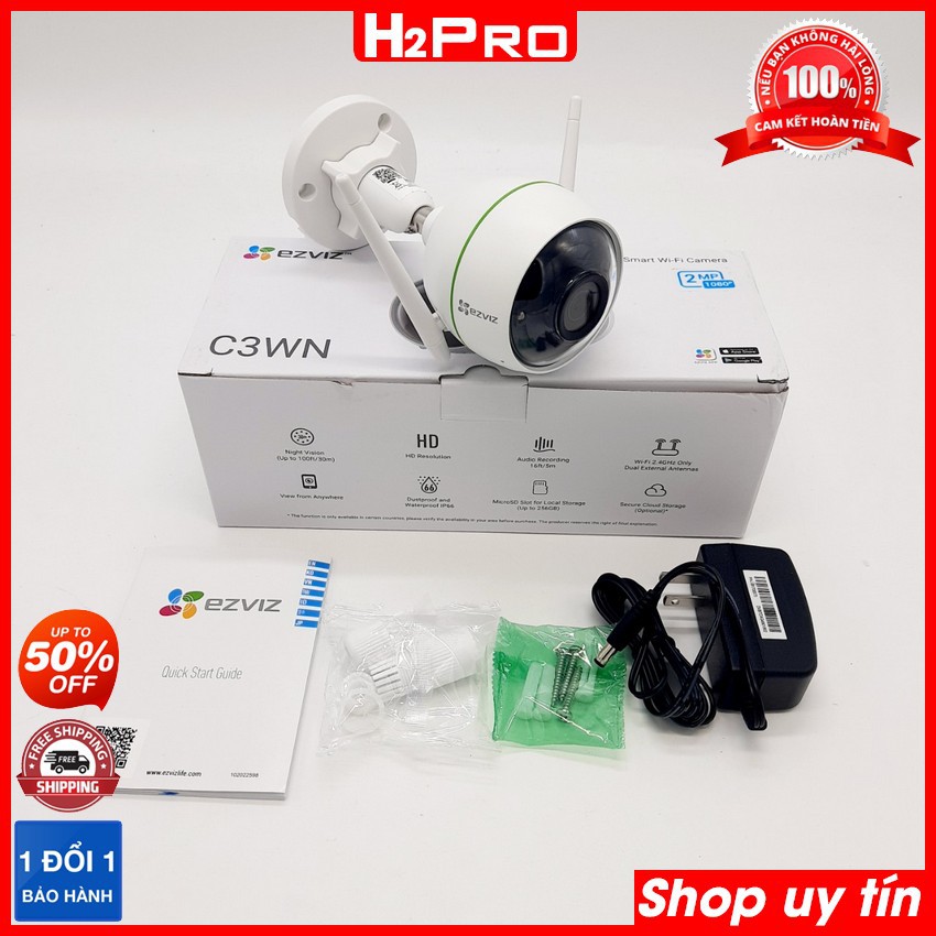 Camera an ninh ngoài trời không dây ezviz C3WN 2MP H2Pro, camera an ninh gia đình siêu nét, nhỏ gọn