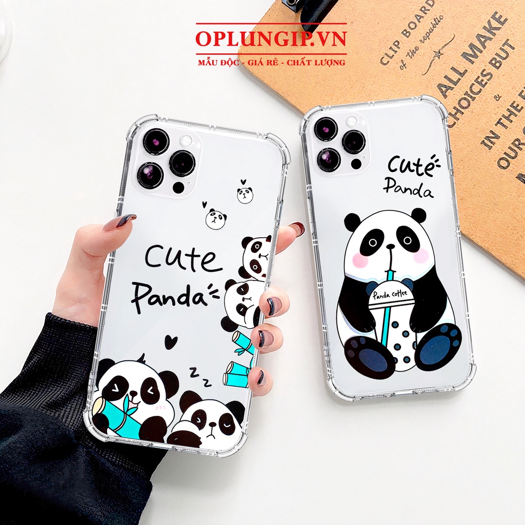Ốp lưng iphone trong suốt Panda cute bảo vệ camera cho iphone 14 13 pro max 11 12 pro max mini x xr xs max 6 s 7 8 plus