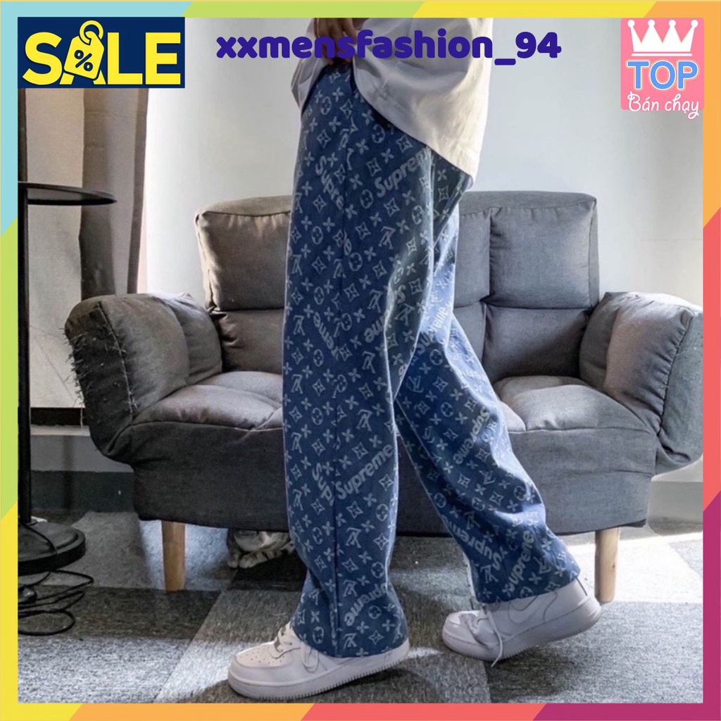 Quần Jean baggy nam “ HOẠ TIẾT THÊU “ LV_SPO ống suông, rộng style nam tính hot 2021-XX MENS FASHION!