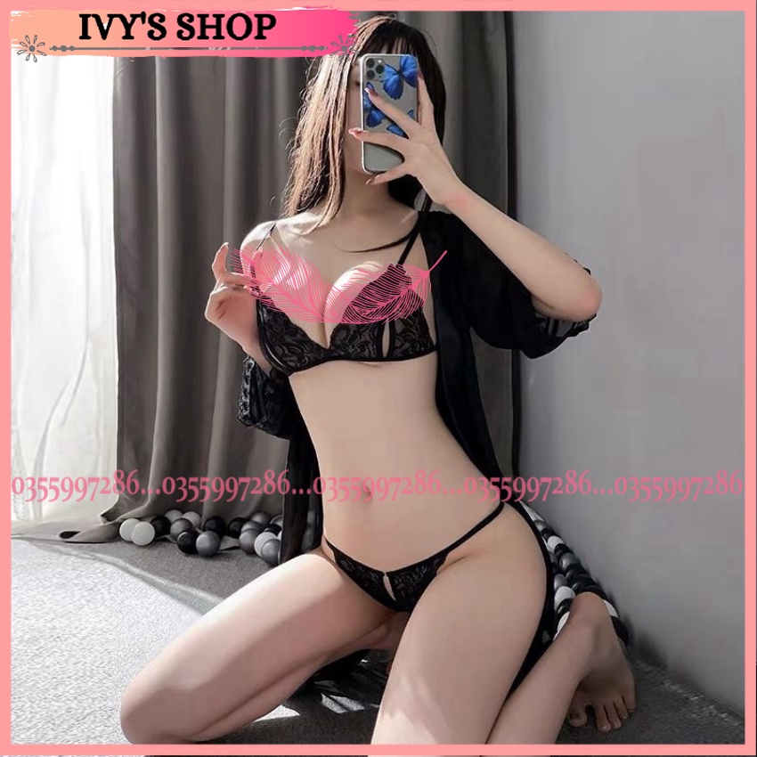 BỘ ĐỒ LÓT REN LỌT KHE 2 MẢNH SEXY, BIKINI REN XUYÊN THẤU GỢI CẢM MÃ BI203